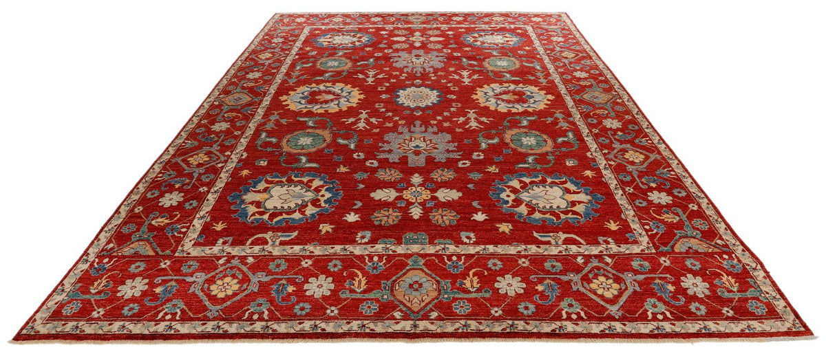 9x12 Red and Multicolor Anatolian Traditional Rug