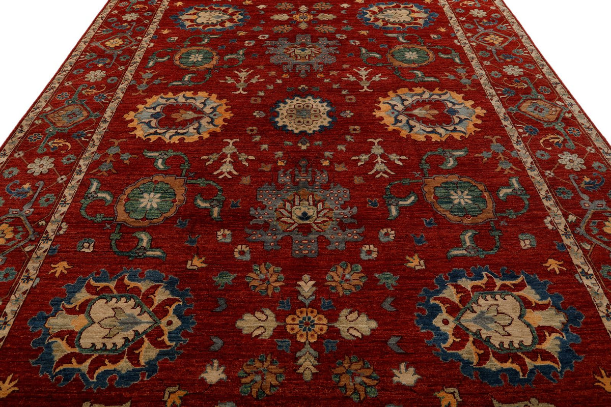 9x12 Red and Multicolor Anatolian Traditional Rug