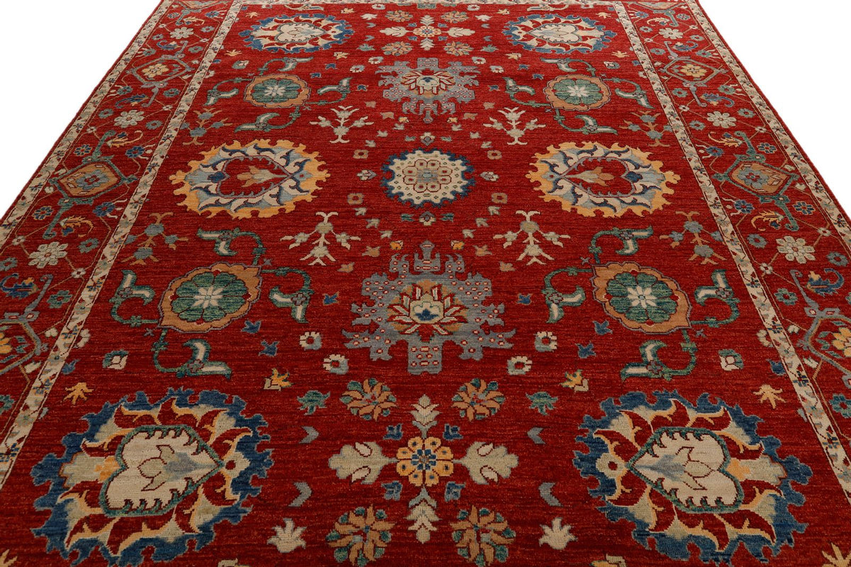 9x12 Red and Multicolor Anatolian Traditional Rug