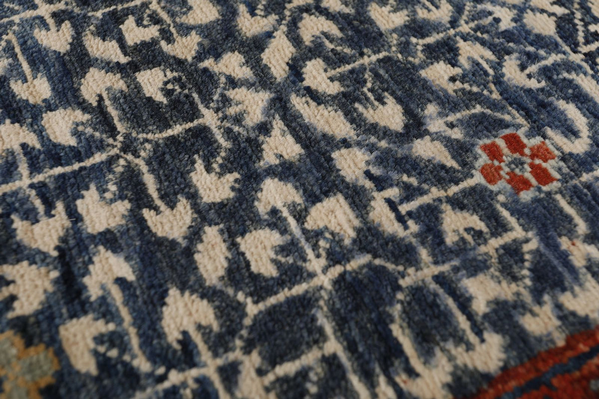 9x12 Navy and Multicolor Turkish Tribal Rug