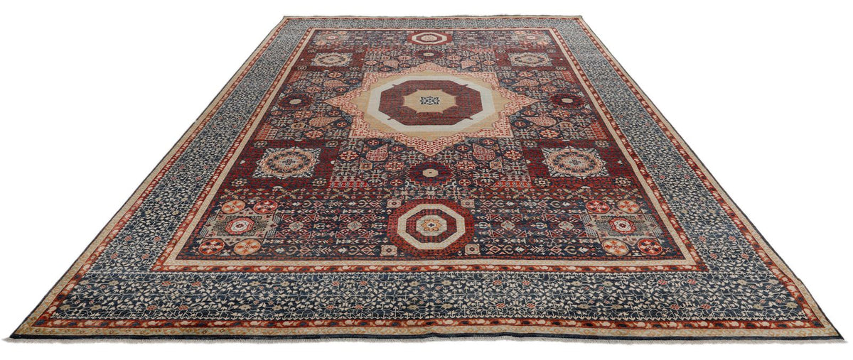 9x12 Navy and Multicolor Turkish Tribal Rug