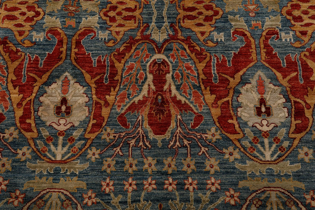9x12 Blue and Ivory Anatolian Traditional Rug