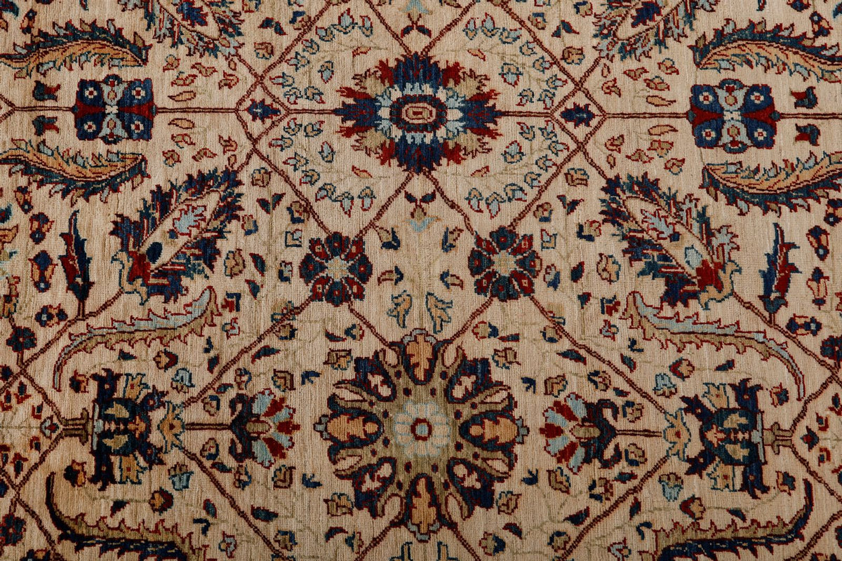9x12 Ivory and Multicolor Anatolian Traditional Rug