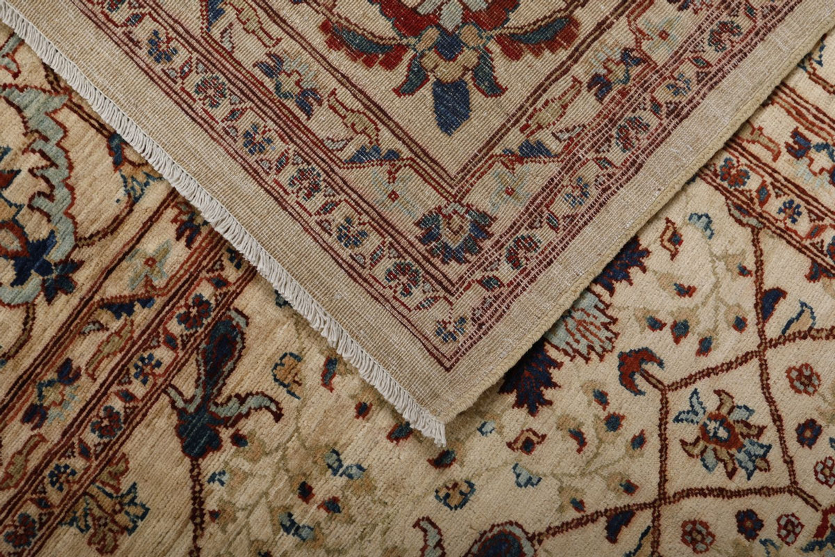 9x12 Ivory and Multicolor Anatolian Traditional Rug