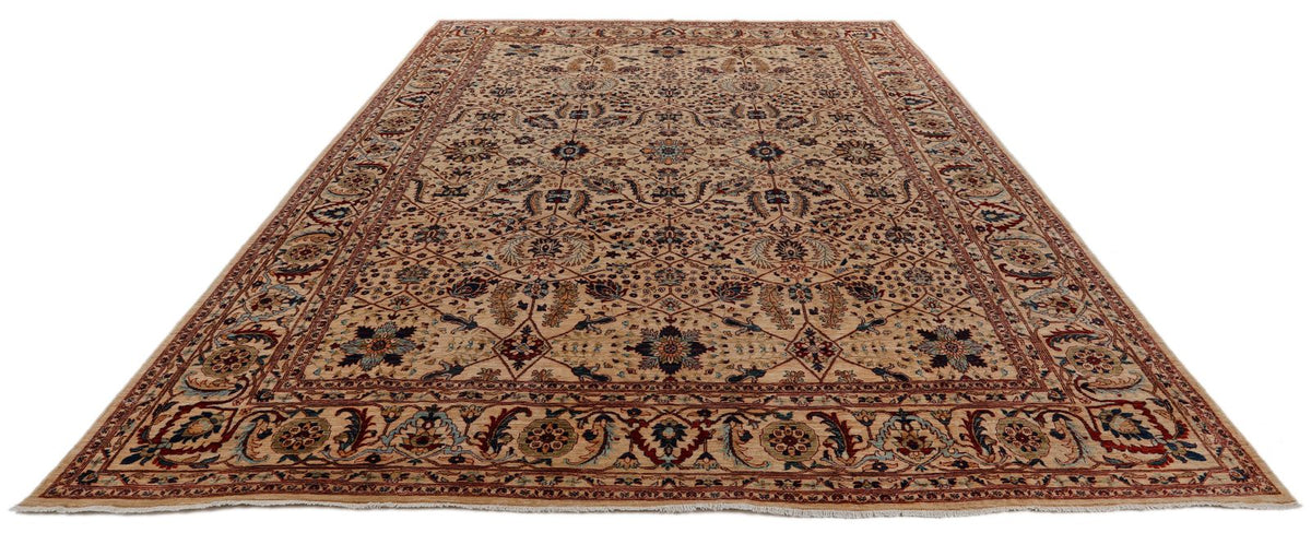 9x12 Ivory and Multicolor Anatolian Traditional Rug