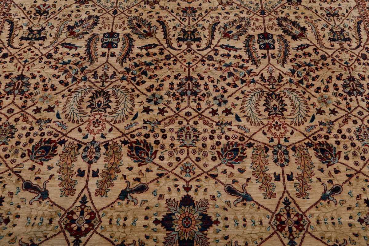 9x12 Ivory and Multicolor Anatolian Traditional Rug