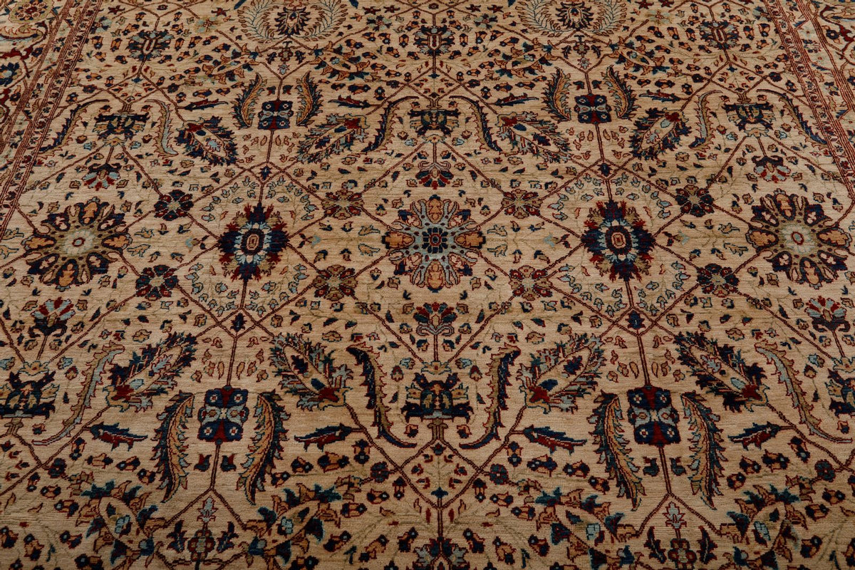 9x12 Ivory and Multicolor Anatolian Traditional Rug