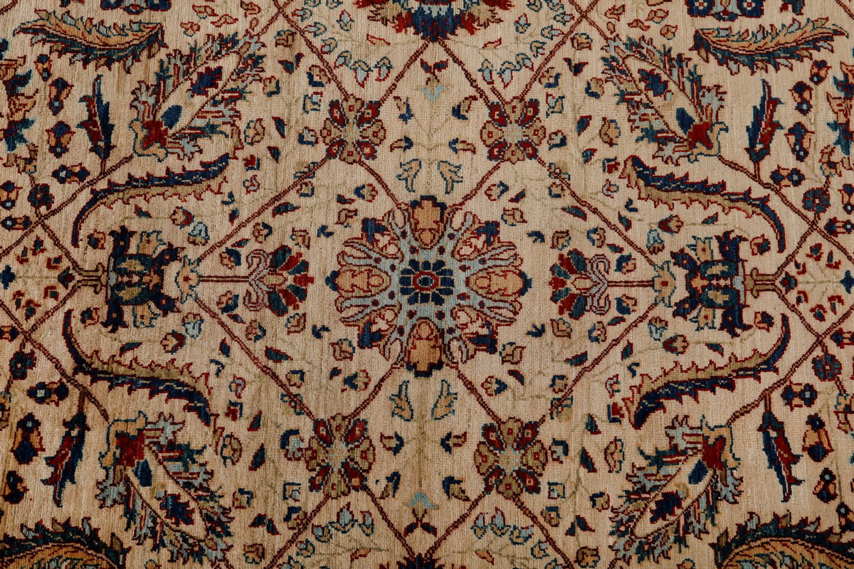 9x12 Ivory and Multicolor Anatolian Traditional Rug