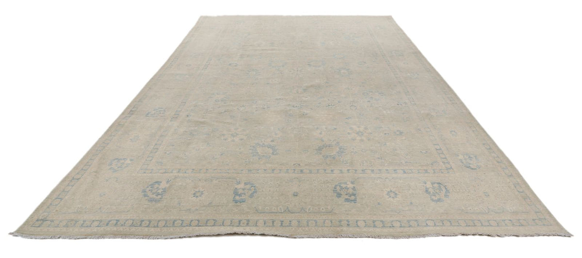 9x13 Ivory and Light Blue Traditional Rug