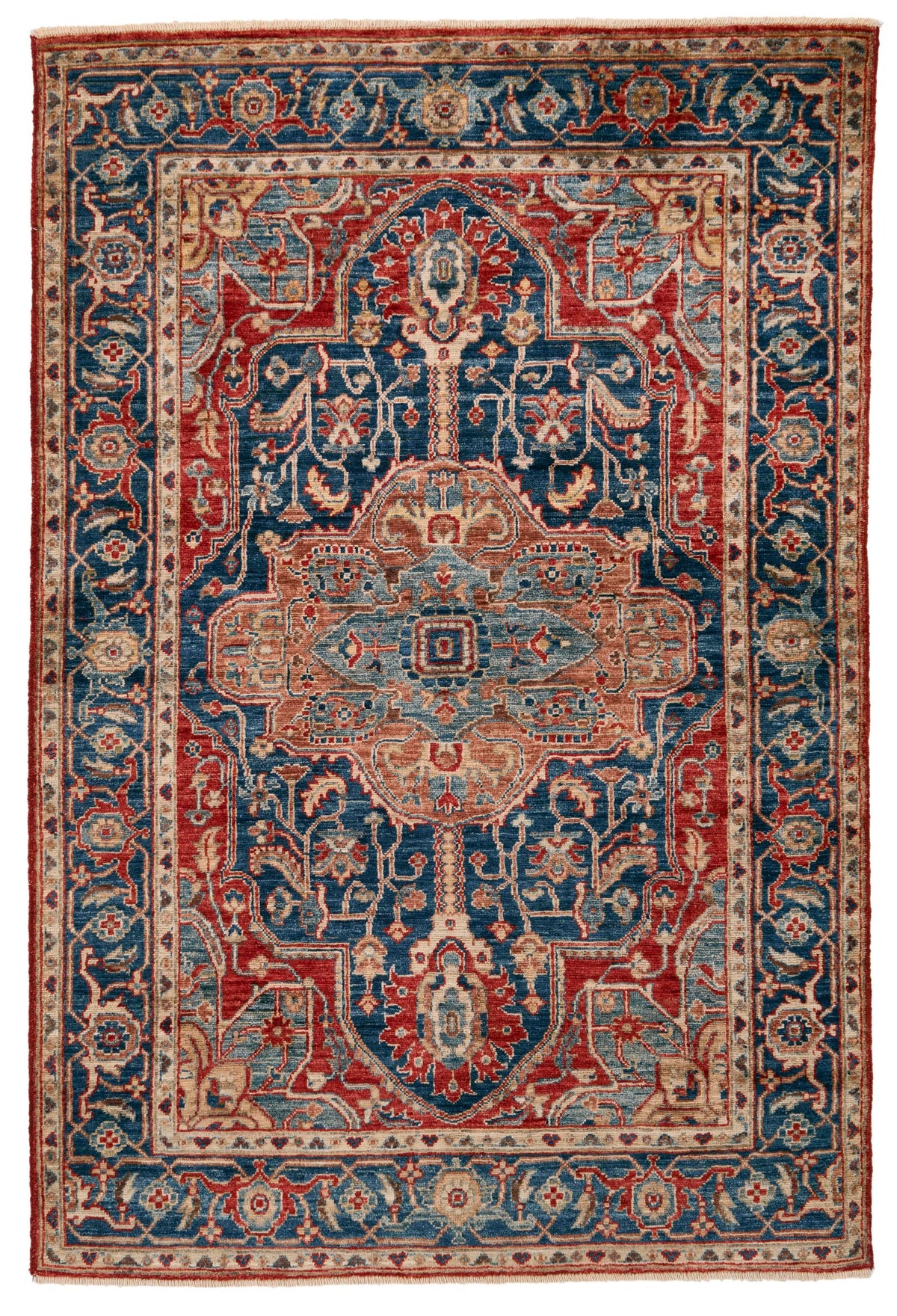 4x6 Navy and Red Anatolian Traditional Rug