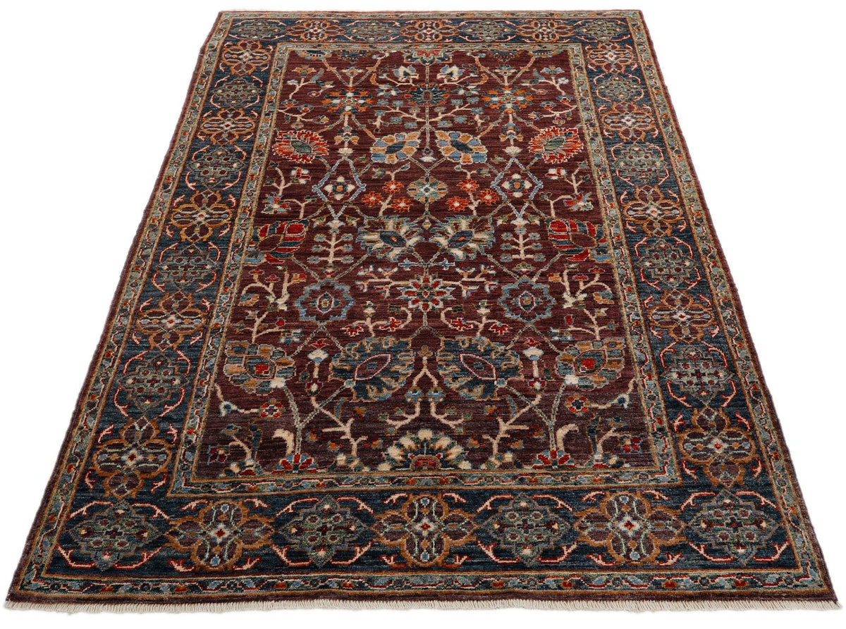 4x6 Brown and Navy Anatolian Traditional Rug