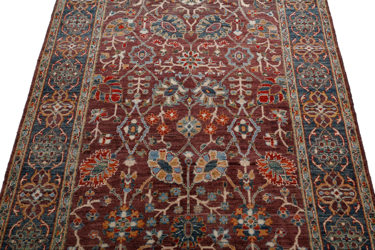 4x6 Brown and Navy Anatolian Traditional Rug