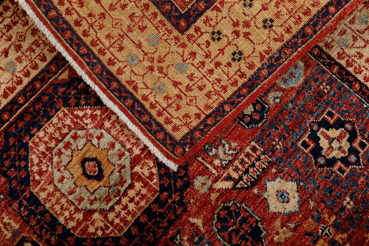 4x6 Burgundy and Light Camel Turkish Tribal Rug