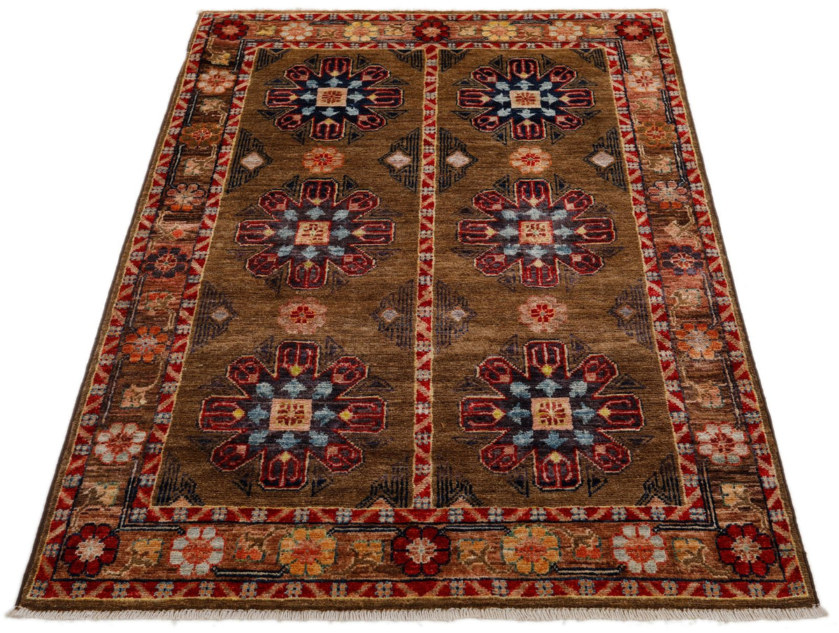 3x5 Brown and Light Camel Anatolian Traditional Rug