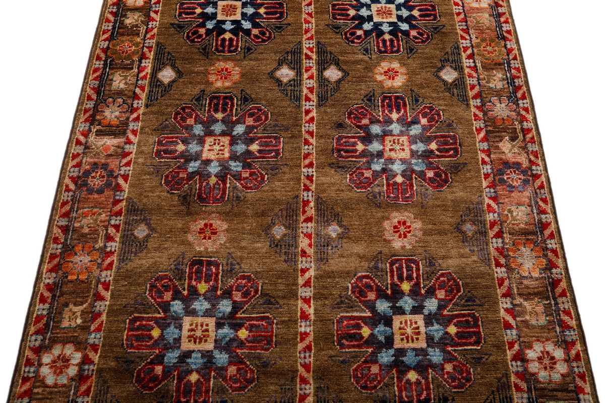 3x5 Brown and Light Camel Anatolian Traditional Rug