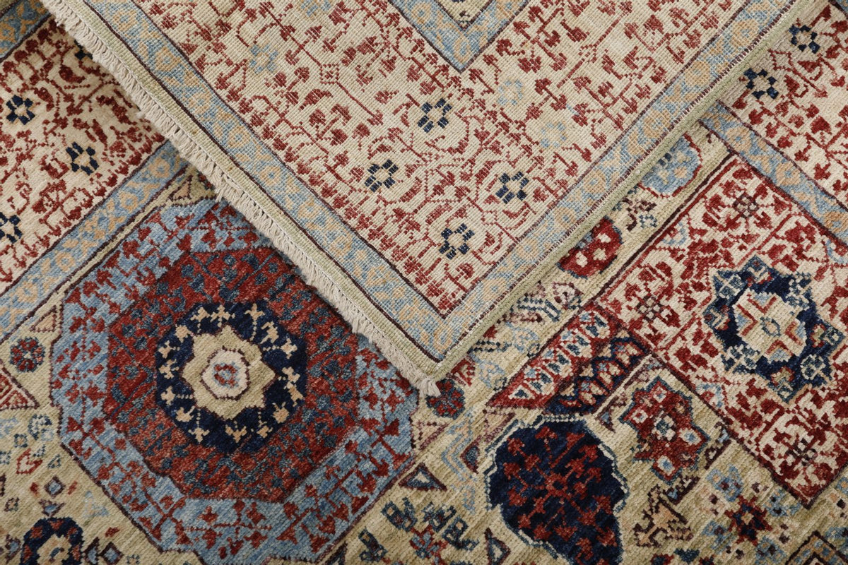 4x6 Ivory and Multicolor Turkish Tribal Rug