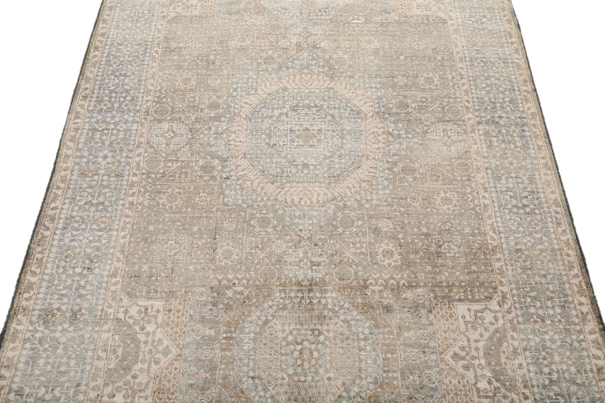 4x6 Light Camel and Light Gray Turkish Tribal Rug