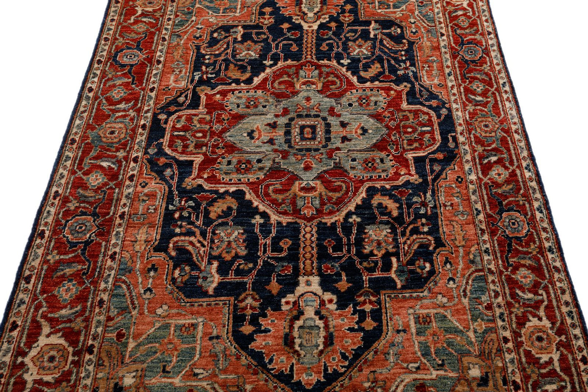 4x6 Navy and Red Anatolian Traditional Rug