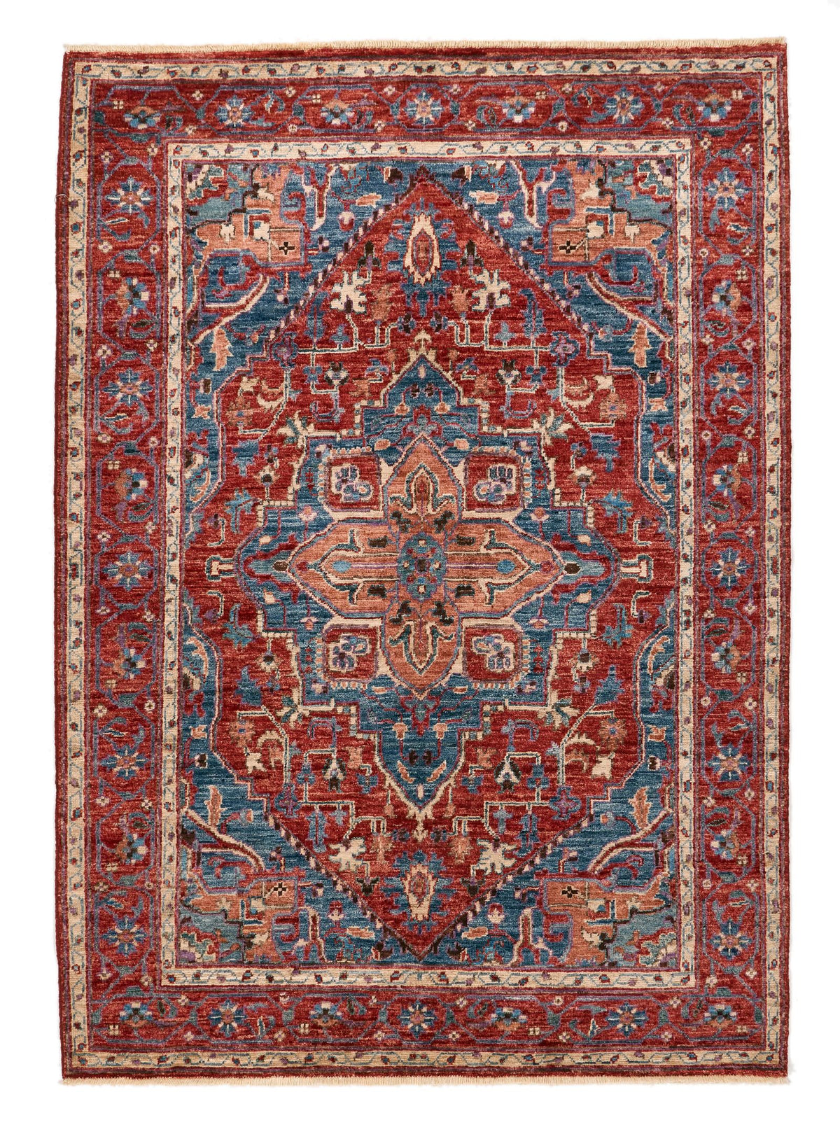 4x6 Blue and Red Anatolian Traditional Rug