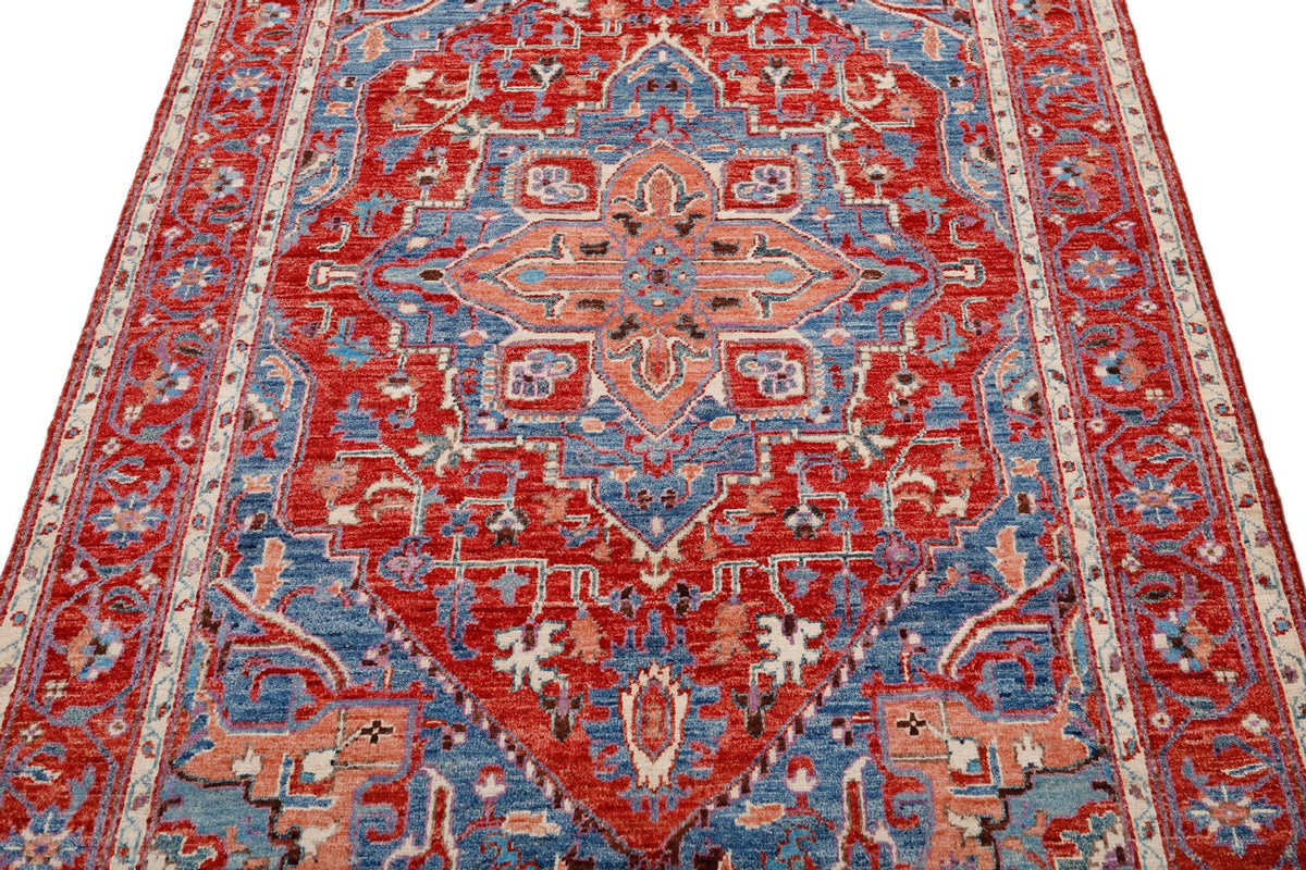 4x6 Blue and Red Anatolian Traditional Rug