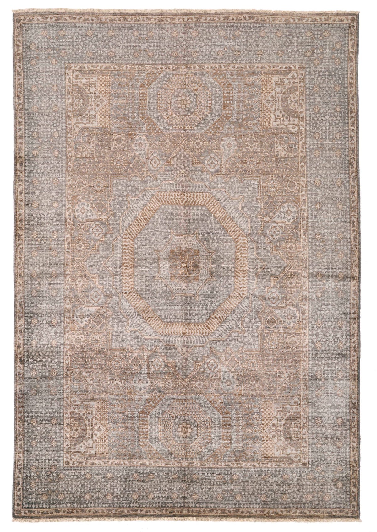 5x7 Light Camel and Light Gray Turkish Tribal Rug