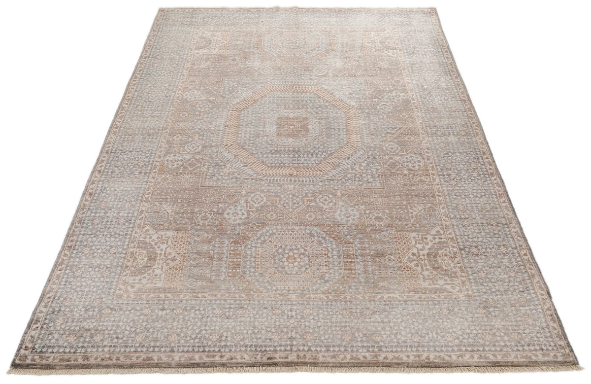 5x7 Light Camel and Light Gray Turkish Tribal Rug