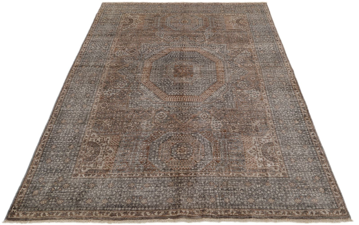 5x7 Light Camel and Light Gray Turkish Tribal Rug