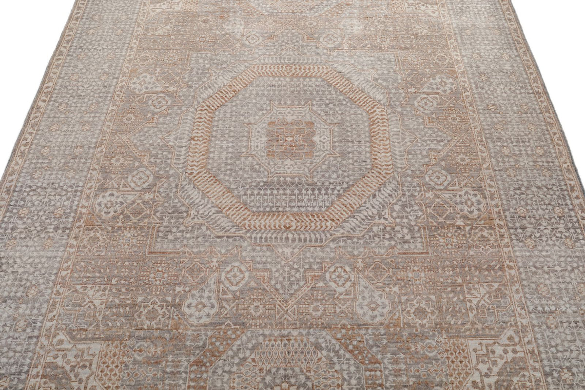 5x7 Light Camel and Light Gray Turkish Tribal Rug