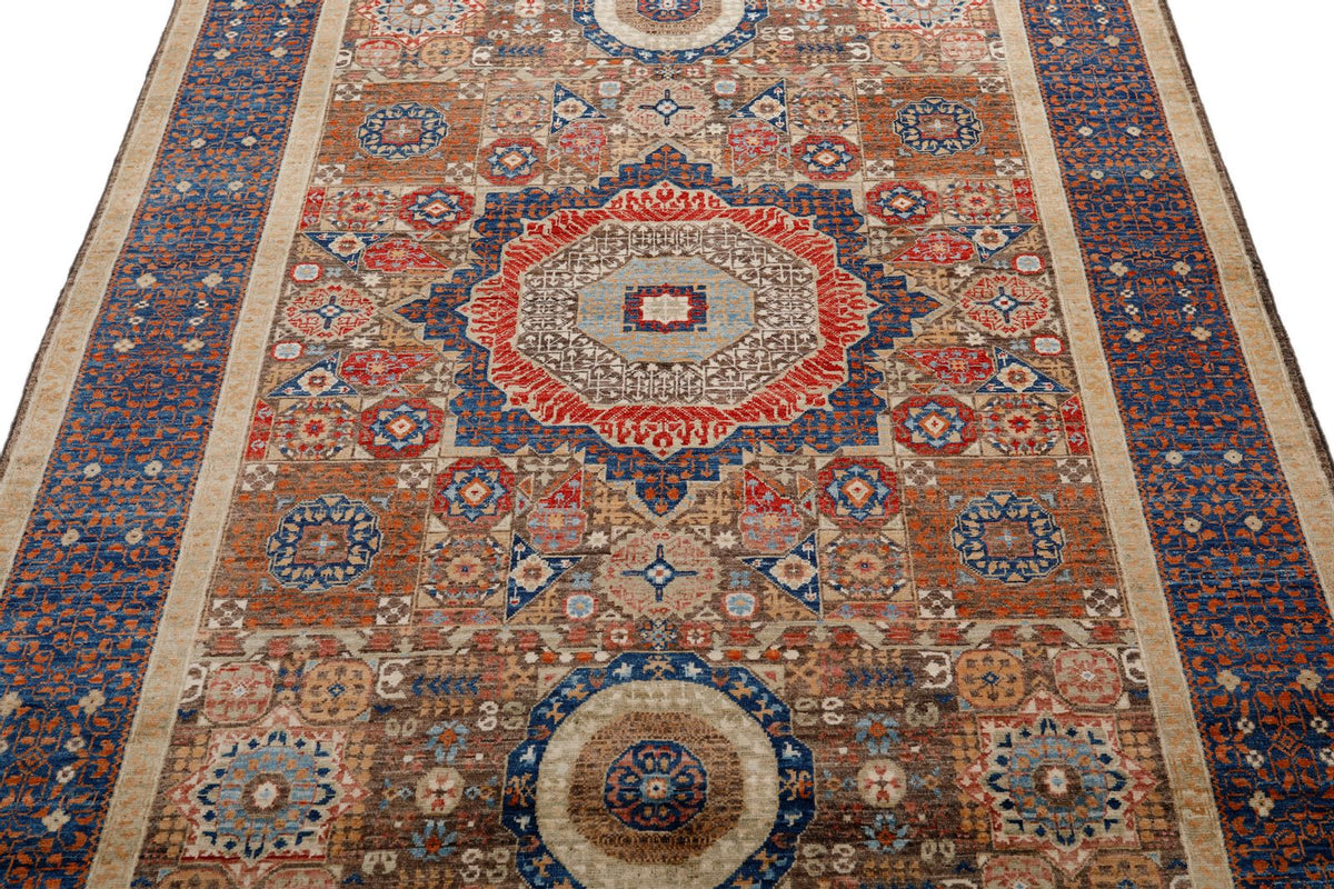 5x7 Camel and Navy Turkish Tribal Rug