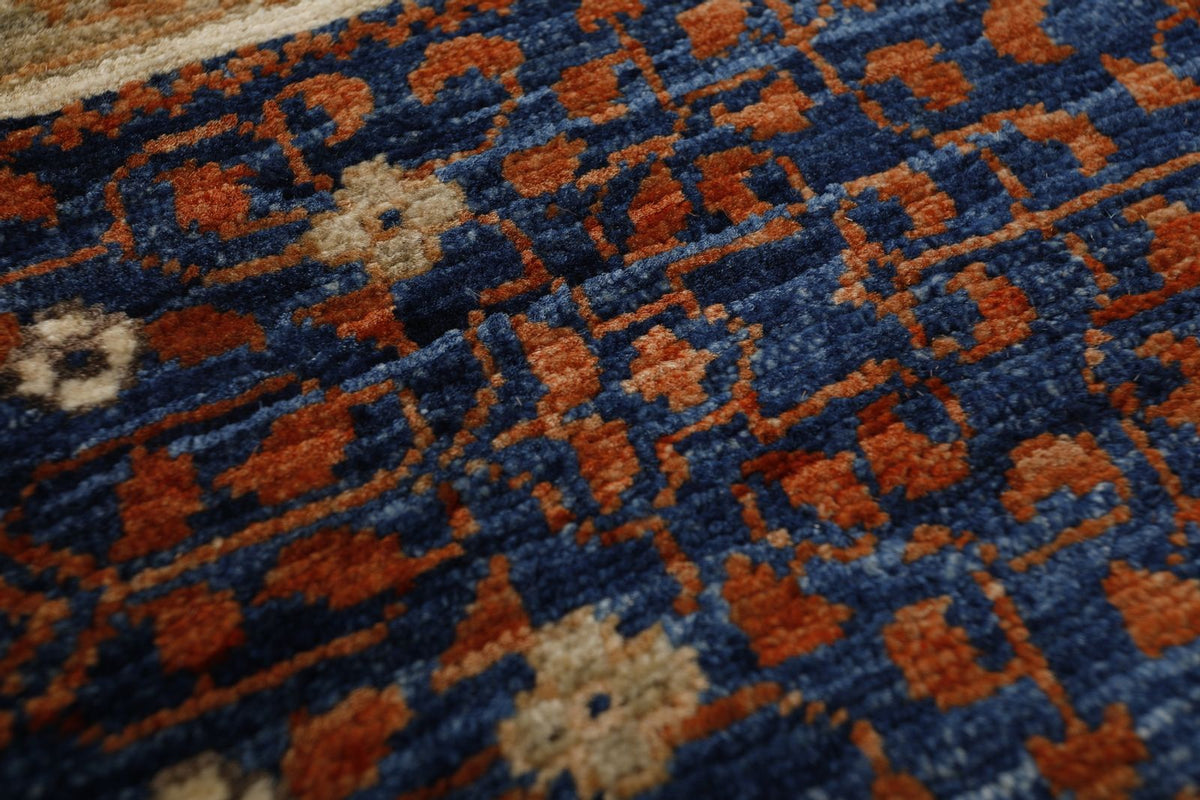 5x7 Camel and Navy Turkish Tribal Rug