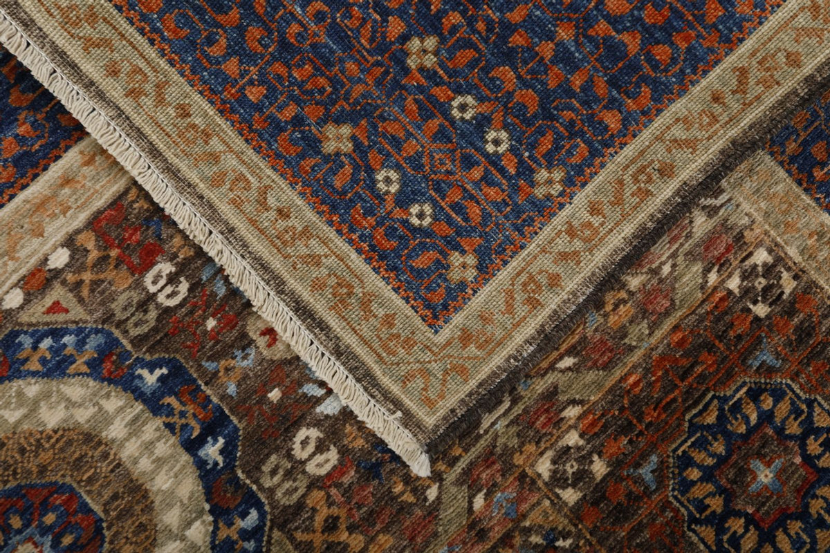 5x7 Camel and Navy Turkish Tribal Rug