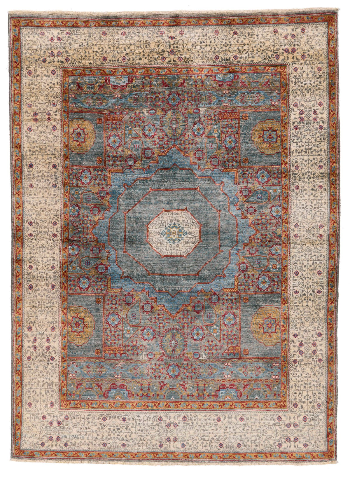 5x7 Light Brown and Ivory Turkish Tribal Rug