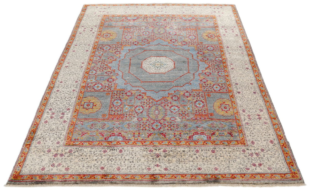 5x7 Light Brown and Ivory Turkish Tribal Rug