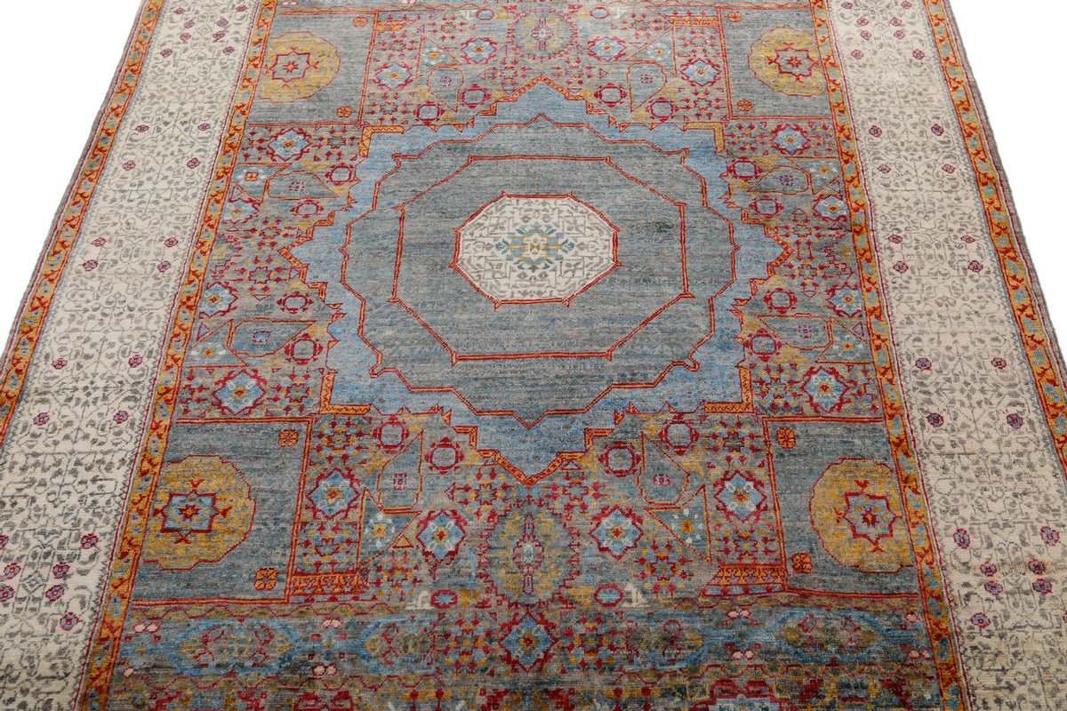 5x7 Light Brown and Ivory Turkish Tribal Rug