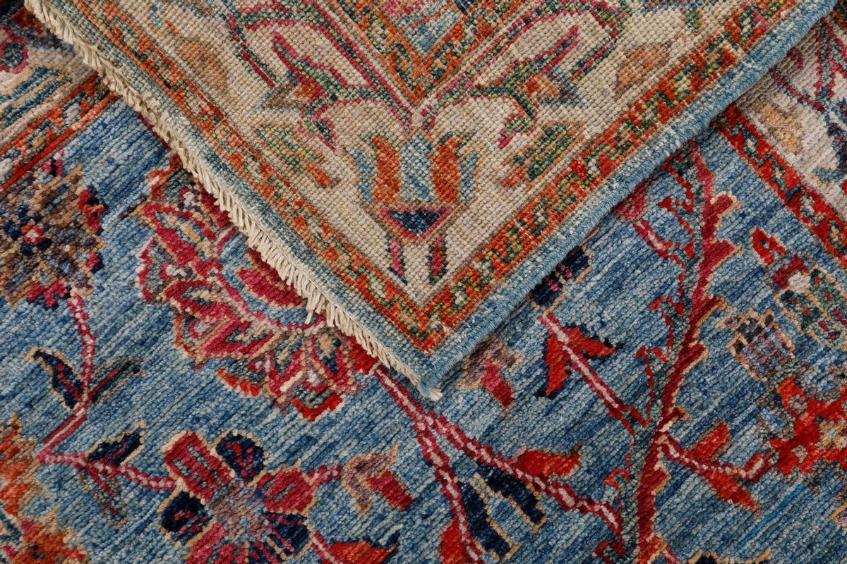 3x10 Light Blue and Ivory Anatolian Traditional Runner