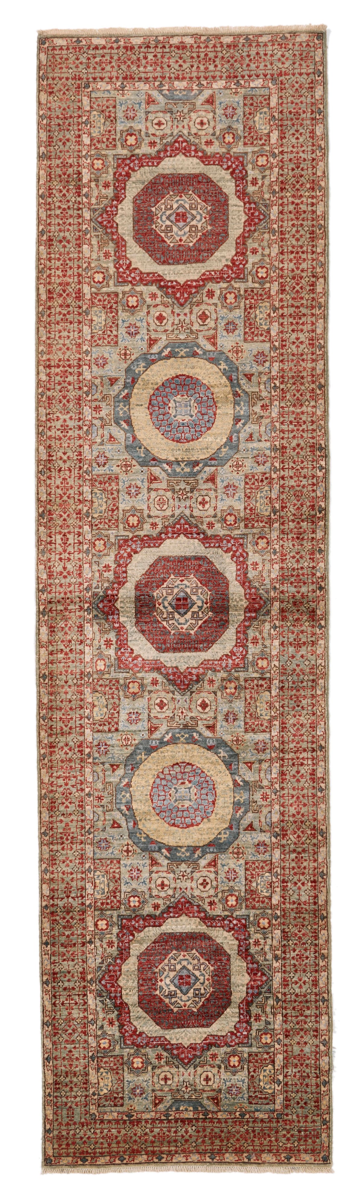 3x10 Light Blue and Multicolor Turkish Tribal Runner