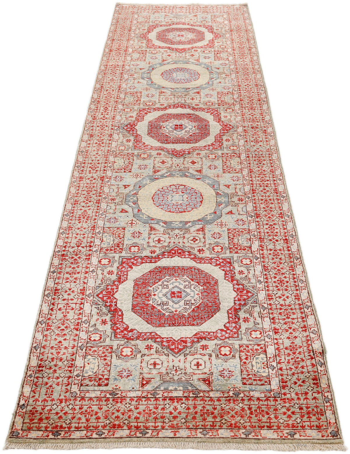 3x10 Light Blue and Multicolor Turkish Tribal Runner