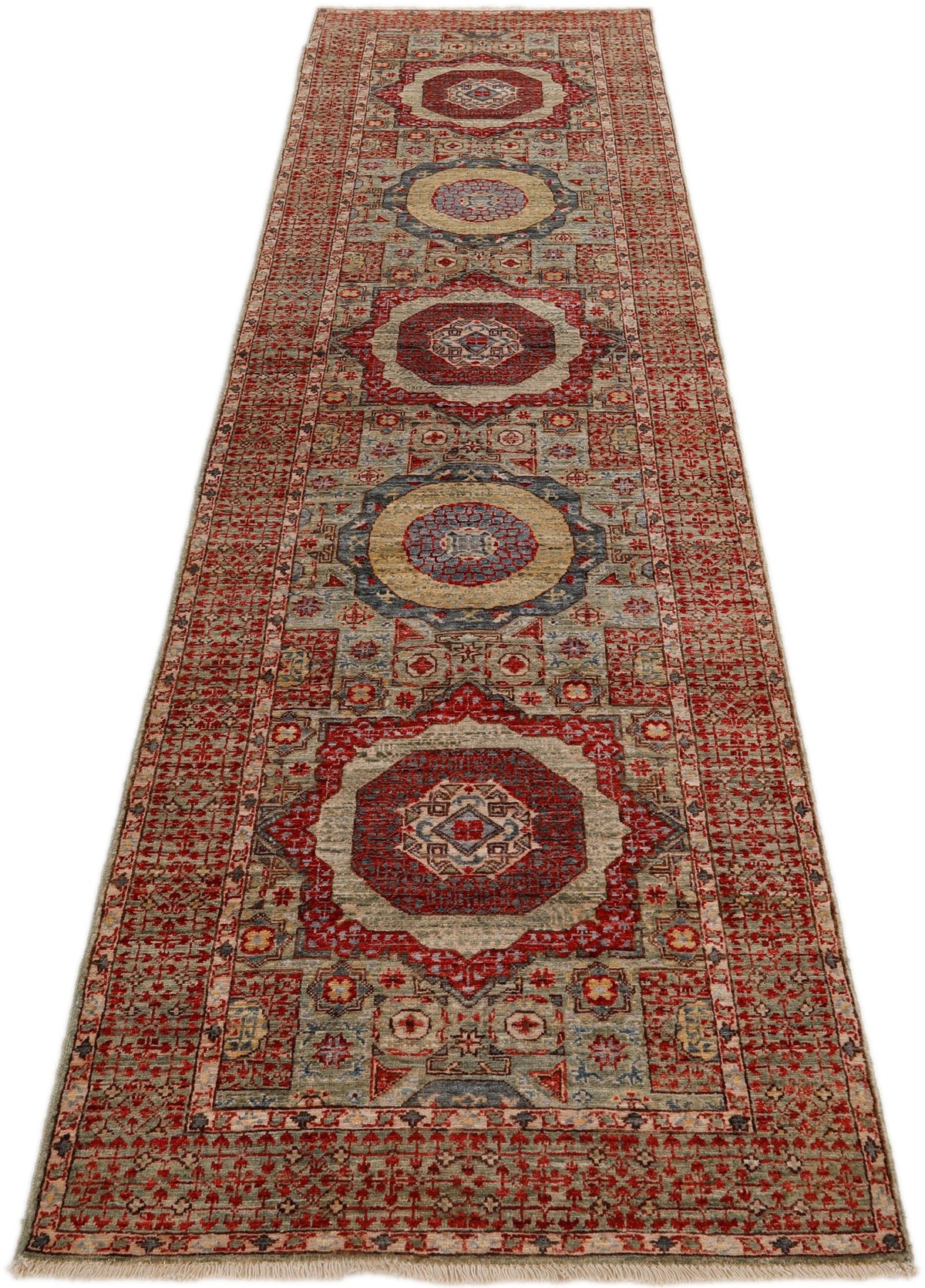 3x10 Light Blue and Multicolor Turkish Tribal Runner