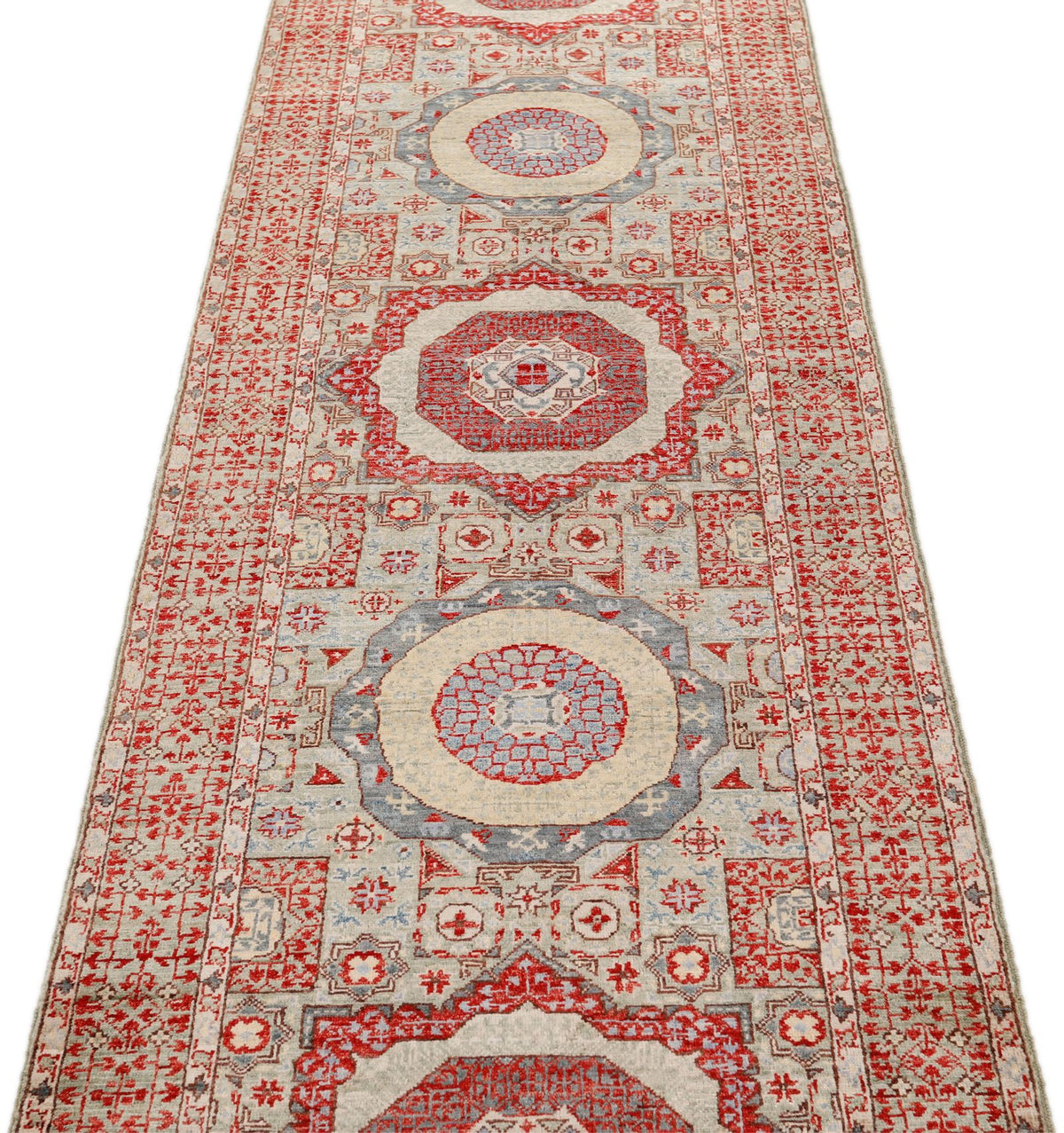 3x10 Light Blue and Multicolor Turkish Tribal Runner