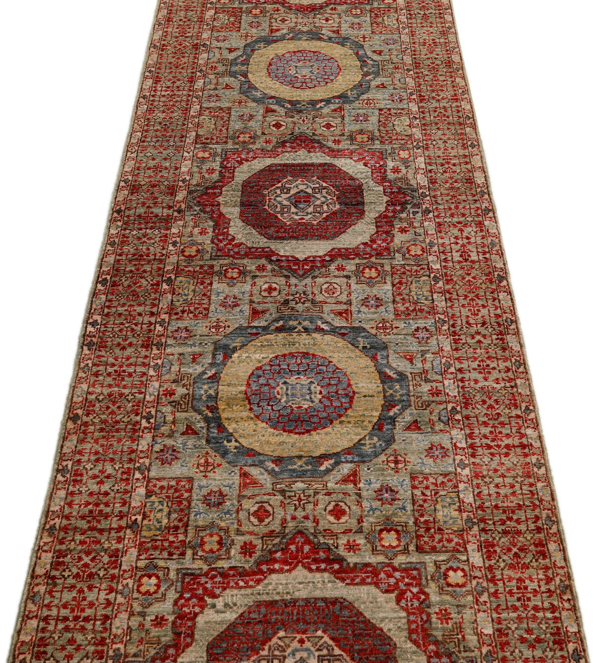 3x10 Light Blue and Multicolor Turkish Tribal Runner