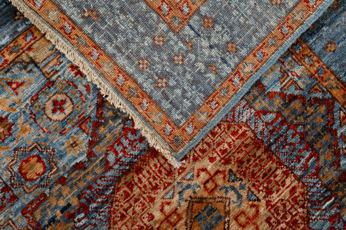 3x10 Light Blue and Red Turkish Tribal Runner
