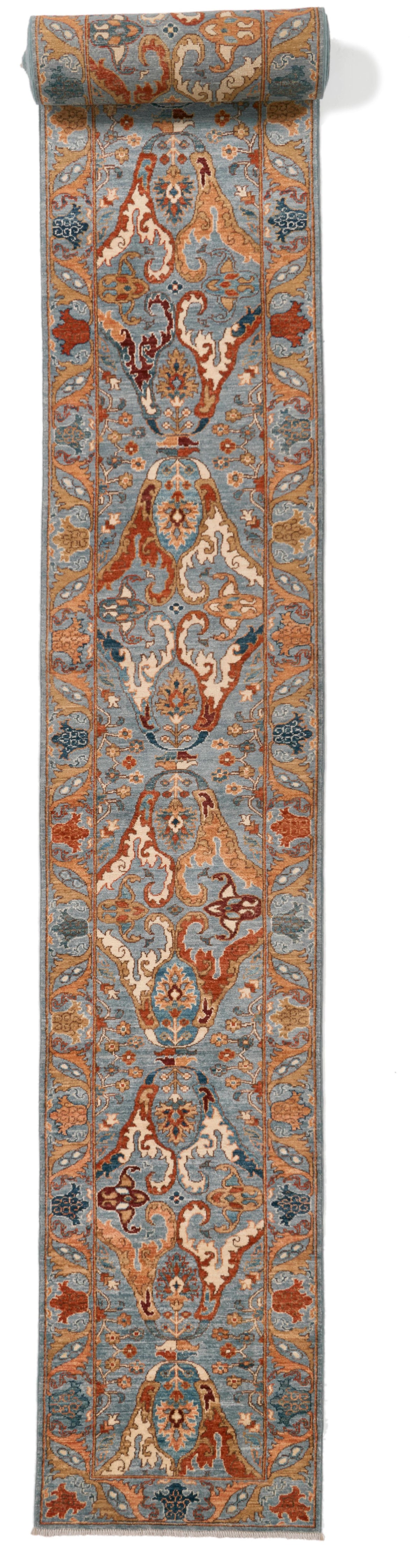 2x31 Light Gray and Multicolor Anatolian Traditional Runner