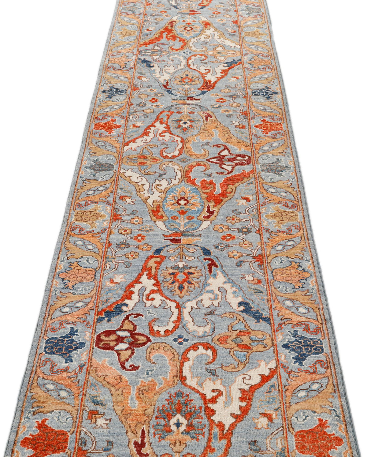 2x31 Light Gray and Multicolor Anatolian Traditional Runner