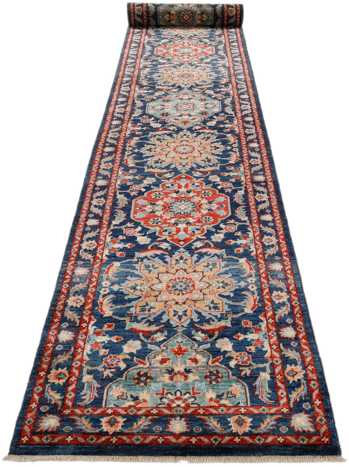 3x19 Navy and Multicolor Anatolian Traditional Runner