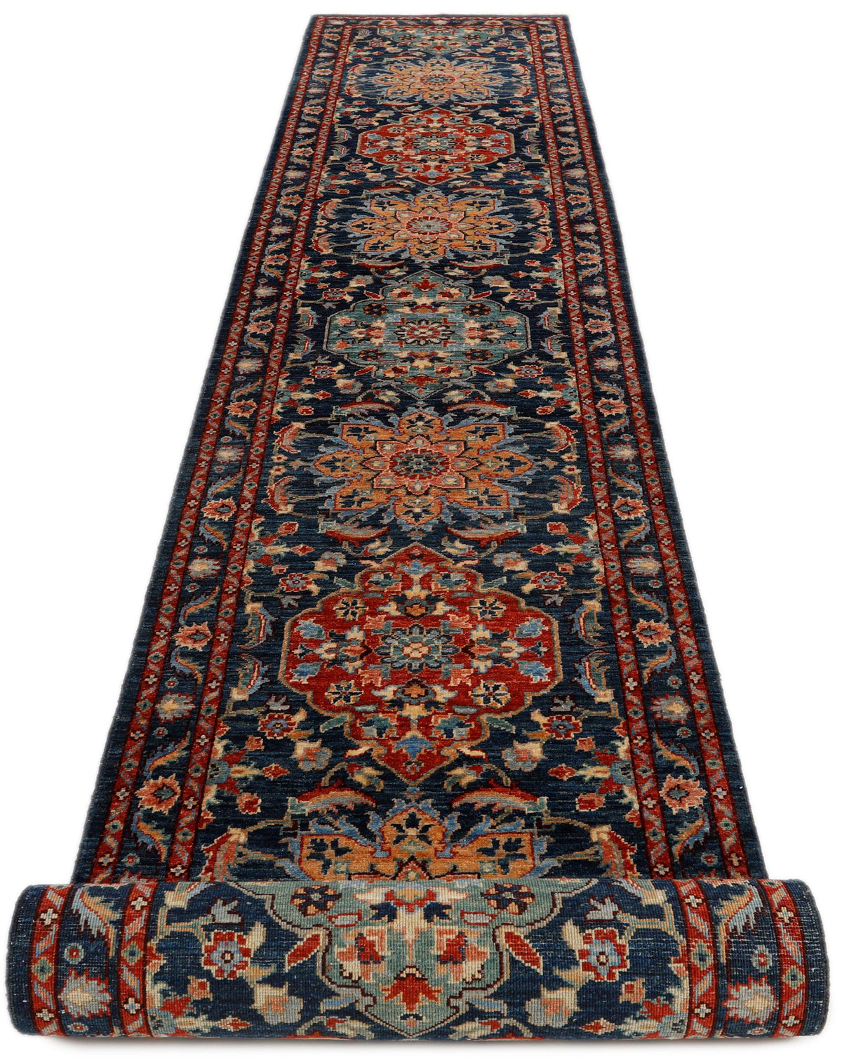 3x19 Navy and Multicolor Anatolian Traditional Runner
