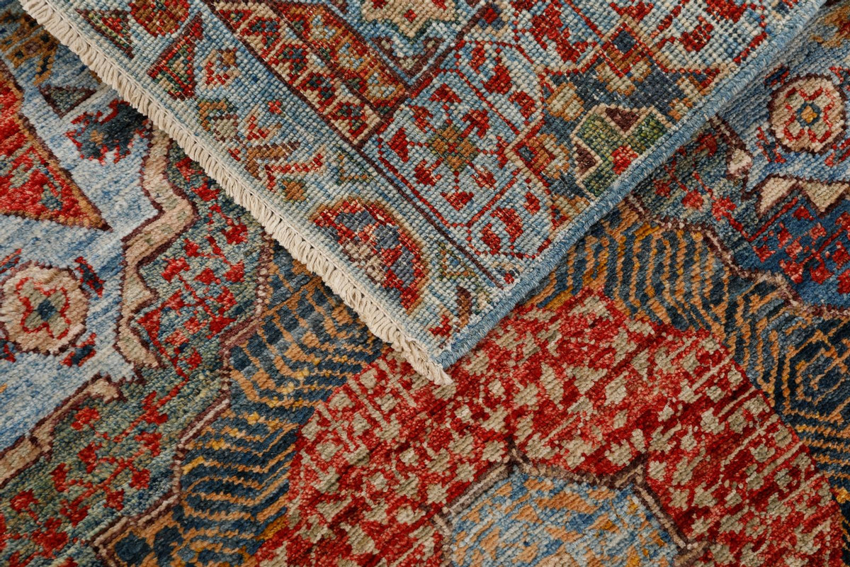 3x8 Light Blue and Multicolor Turkish Tribal Runner