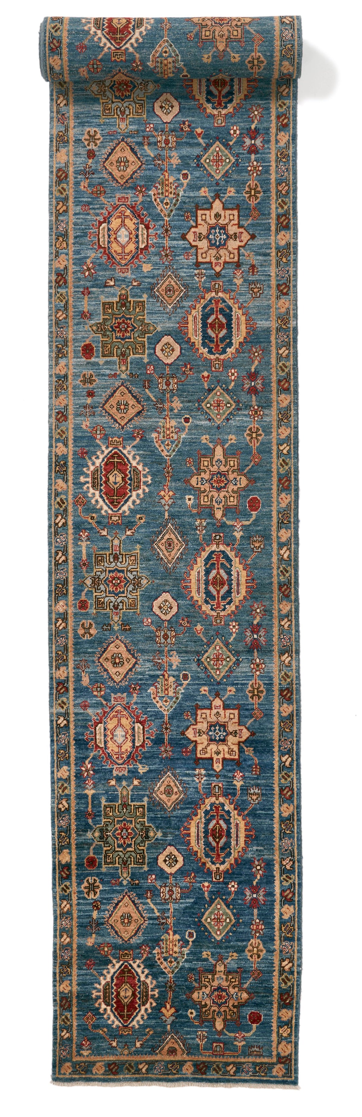 3x22 Blue and Multicolor Anatolian Traditional Runner