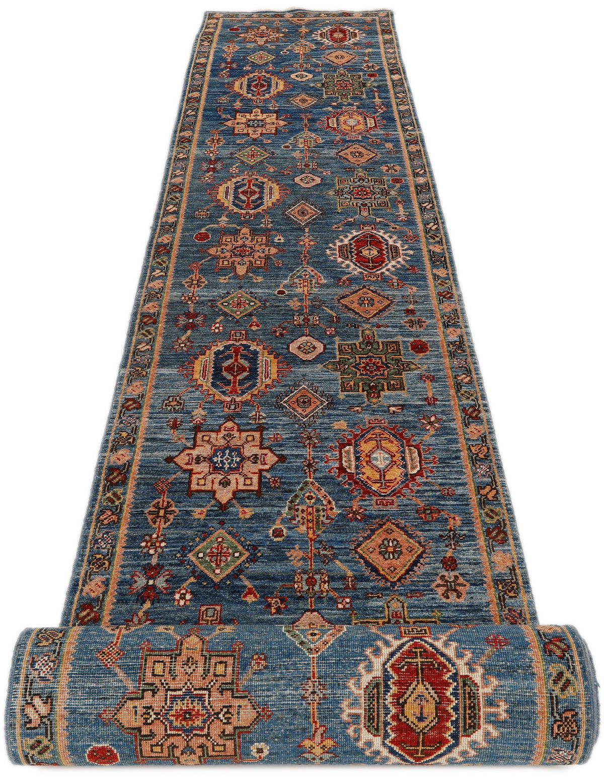 3x22 Blue and Multicolor Anatolian Traditional Runner