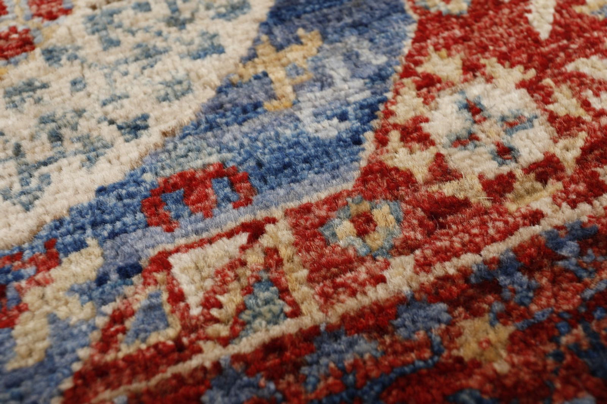 3x18 Red and Light Blue Turkish Tribal Runner