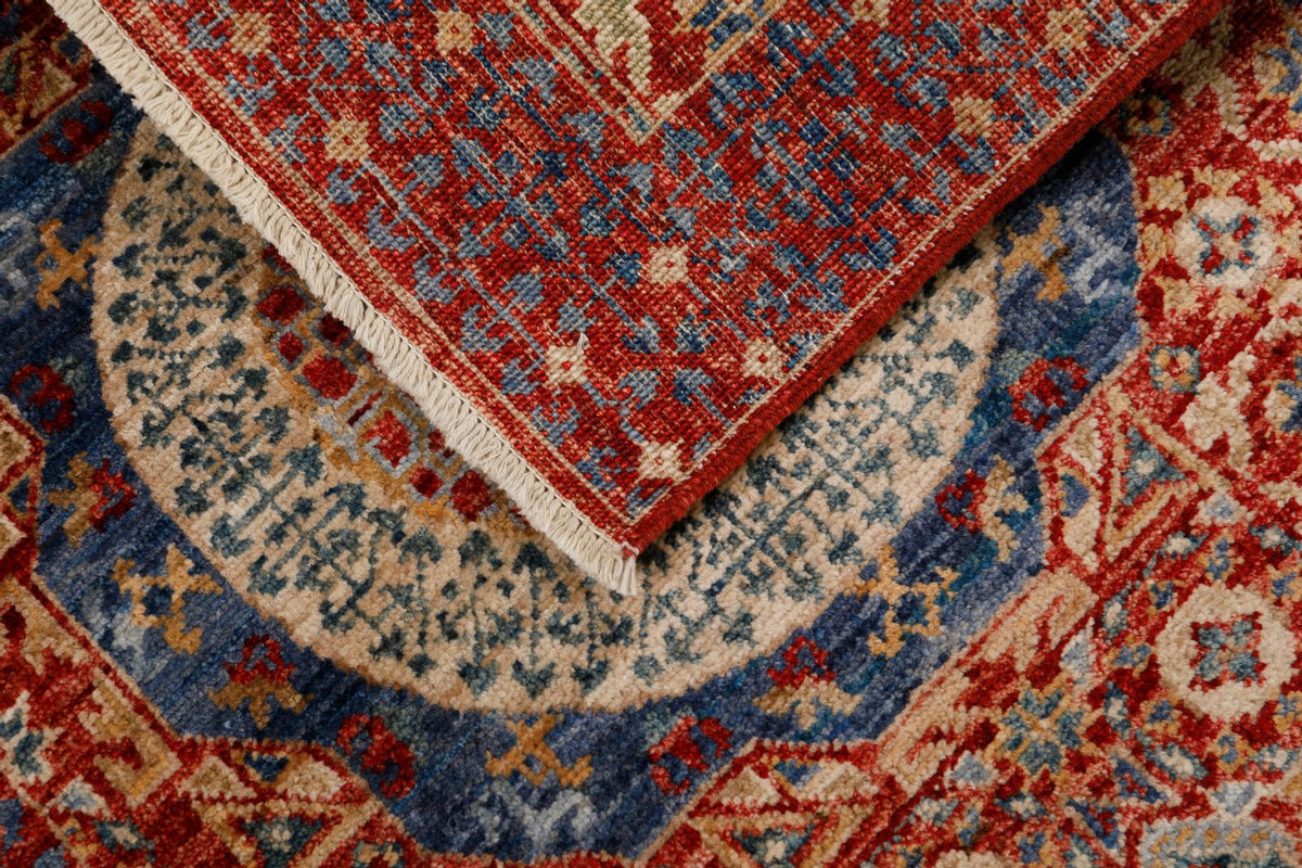 3x18 Red and Light Blue Turkish Tribal Runner